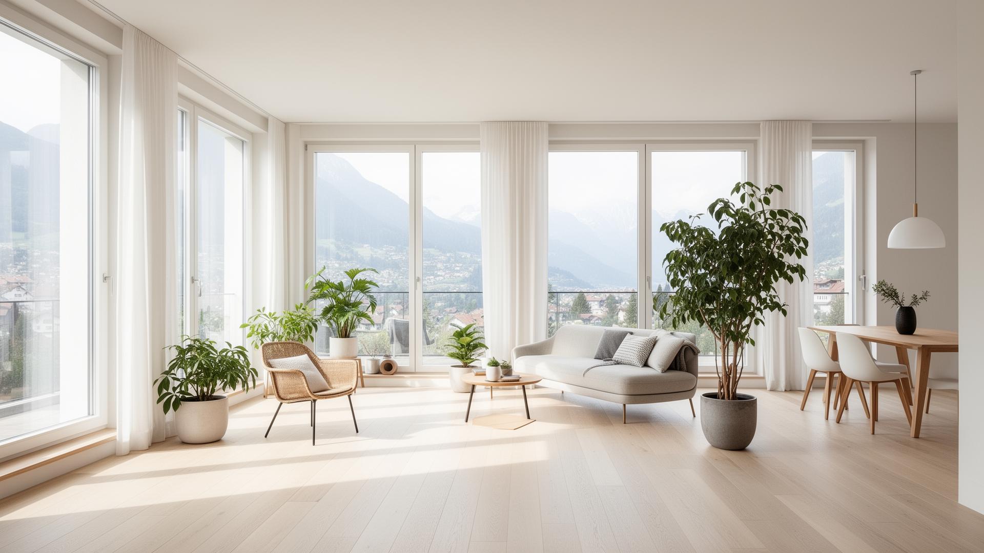 Modern Swiss apartment with mountain view